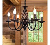 YCLED Luz pendiente rústico clásico Vela Country Style Retro sala de estar de la lámpara de techo de luz for Loft Restaurante/Isla de cocina/dormitorio (Size : 6 Lamp)