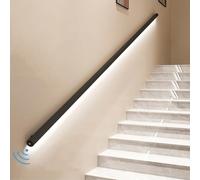 Yclty Pasamanos de Escalera con Luz LED con Sensor de Movimiento, Pasamanos Montados en La Pared para Escalones Interiores, Pasamanos de Escalera con Luz LED, Negro(Size:Left-59 (150cm))