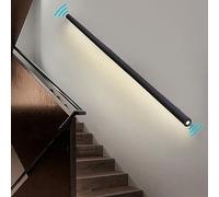 Yclty Pasamanos de Pared con Luz con Sensor de Movimiento, Pasamanos con Luz LED, Pasamanos de Seguridad Resistente para Escaleras Interiores, Negro Mate (Size : Right-51 (130cm))