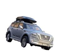 YCNXEB Maqueta de Coche a Escala 1:32 para Nissan Patrol SUV Sonido Y Luz Modelo De Coche De Metal Colección De Miniaturas Coche En Miniatura(Silver)