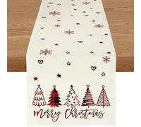 YCOLL Christmas Decoration Table Runner Christmas Winter Water-Repellent Table Runner Modern Christmas for Indoors and Outdoors Party Kitchen Dining