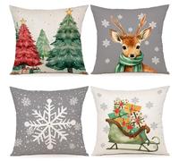 YCOLL Cojines Navidad 40x40 Funda Cojin Navidad Juego de 4 Fundas de Cojines Decorativa Cojines Sofa Cama para Decoracion Davidad
