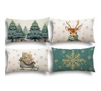YCOLL Cojines Navidad 40x60 Funda Cojin Navidad Juego de 4 Fundas de Cojines Decorativa Cojines Sofa Cama para Decoracion Davidad