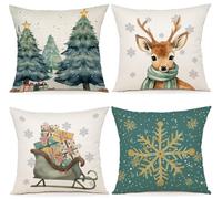 YCOLL Cojines Navidad 45x45 Funda Cojin Navidad Juego de 4 Fundas de Cojines Decorativa Cojines Sofa Cama para Decoracion Davidad