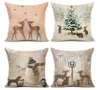 YCOLL Cojines Navidad 45x45 Funda Cojin Navidad Juego de 4 Fundas de Cojines Decorativa Cojines Sofa Cama para Decoracion Davidad