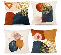 YCOLL Funda Cojin 50x50 Juego de 4 Sofa Fundas Cojines de Lino Patrón Geométrico Fundas de Cojines Decorativos para Sofa para Sala de Estar Jardín Coche Fundas para Cojines