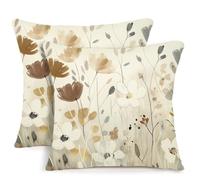 YCOLL Fundas Cojines 40x40 Juego de 2 Funda Cojin de Lino Cojines de Sofá Decorativos Floral Acuarela para Sofá Dormitorio Sala Estar Funda de Cojín Exterior 40x40cm