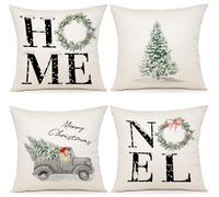 YCOLL Fundas de Cojines Navidad 45x45 cm Juego de 4 Fundas Decorativas para Sofá, Cama y Hogar