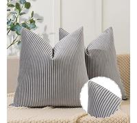 YCOLL Gris Claro Juego de 2 Cojines Sofa 50x50 Diseño de Rayas de Terciopelo Funda Cojin Suaves Fundas Cojines Decorativas Modernas para Decoración del Hogar,Decorativos de Lujo para Sofá,Cama