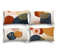 YCOLL Juego de 4 Fundas de Cojín de Lino 30x50 - Estilo Bohemio Moderno para Sofá, Dormitorio y Exteriores - A080