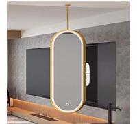 YCOVSFP Espejo Colgante For Baño con Iluminación LED | De Tocador Pared | Giratorio Y Regulable (Modos 3 Colores) | Varilla Personalizable(Gold,50x90cm)