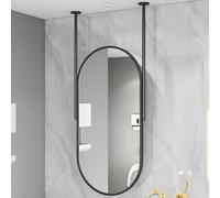 YCOVSFP Espejo Ovalado De Pared con Varilla, Espejo De Techo Rectangular con Varilla Flotante For Montaje En El Techo sobre El Lavabo.(Black,40x60cm)