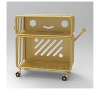 YCOVSFP Estantería Creativa, Estante De Exhibición De Piso Móvil De Múltiples Capas, Estante De Almacenamiento De Hierro Forjado, Estante For Libros Ilustrados(Yellow,2 Layers)