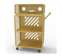 YCOVSFP Estantería Creativa, Estante De Exhibición De Piso Móvil De Múltiples Capas, Estante De Almacenamiento De Hierro Forjado, Estante For Libros Ilustrados(Yellow,3 Layers)