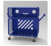 YCOVSFP Estantería Creativa, Estante De Exhibición De Piso Móvil De Múltiples Capas, Estante De Almacenamiento De Hierro Forjado, Estante For Libros Ilustrados(Blue,2 Layers)