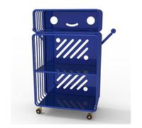 YCOVSFP Estantería Creativa, Estante De Exhibición De Piso Móvil De Múltiples Capas, Estante De Almacenamiento De Hierro Forjado, Estante For Libros Ilustrados(Blue,3 Layers)