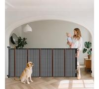 Ycozy 2026 Barrera Seguridad Niños Escalera Extensible 0-300cm Puerta Escalera Bebé Seguridad Retráctil con Poste de Refuerzo, Valla para Perros Infantil Pasillo Interiore Exteriore