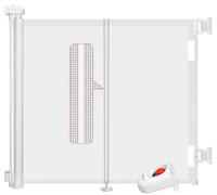 Ycozy - Barrera de seguridad infantil de 0 a 150 cm, retráctil, barrera de seguridad para perro, con poste de soporte, escalera enrollable para escaleras, pasillos, interior y exterior