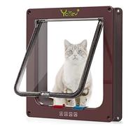 Ycozy Medio Puerta para Gatos 19.7 x 19 cm Puerta para Mascotas de Interior con Cierre de 4 Vías, Puerta Exterior Interior Ventana de Pared, Gatera Resistente a la Intemperie