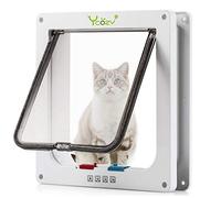 Ycozy Medio Puerta para Gatos 19.7 x 19 cm Puerta para Mascotas de Interior con Cierre de 4 Vías, Puerta Exterior Interior Ventana de Pared, Gatera Resistente a la Intemperie