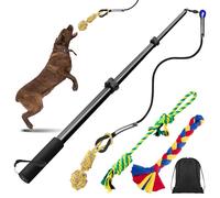 Ycozy Perro Extensible Teaser Varita 103cm Poste de Coqueteo para Perro con 3 Juguetes Cuerda Perros, Juguetes Interactivos para Perros Pequeños Medianos y Grandes Persecución y Tira y Afloja