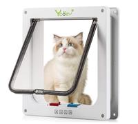 Ycozy XL Puerta para Gatos 27.8 x 25 cm Puerta para Mascotas de Interior con Cierre de 4 Vías, Puerta Exterior Interior Ventana de Pared, Gatera Resistente a la Intemperie