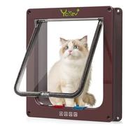 Ycozy XL Puerta para Gatos 27.8 x 25 cm Puerta para Mascotas de Interior con Cierre de 4 Vías, Puerta Exterior Interior Ventana de Pared, Gatera Resistente a la Intemperie