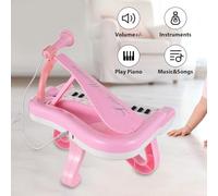 Yctze 25 Llave Piano de Teclado Electrónico con Luces LED Coloridas 360 ° Micrófono Rotativo 15 Teclas de Función Instrumento de Música Portátil para Principiantes (PINK)