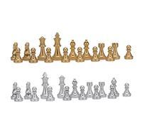 Yctze 32 Piezas de Ajedrez Piezas de Ajedrez con Figuras de Rey de 0,93 Pulgadas Juego de PS Dorado y Plateado para Adultos a de, de, Pieza de Internacional, Juego de, de, C Medieval