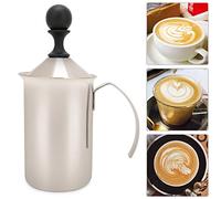 Yctze 400 Ml de Leche de Acero Inoxidable Frother - Fabricante de Espuma de Bomba Manual con Diseño de Primavera para Lattes y Capuchinos - Electivo de Cocina Esencial