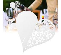 Yctze 50 Piezas de Boda en Forma de Corazón Nombre Hueco Cards para la Decoración de la Mesa de Copa de Vino - Decoración de Eventos Elegantes (WHITE)