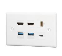 Yctze 6 Port Ethernet Wall Plate with Cat6 RJ45 and USB Ports for