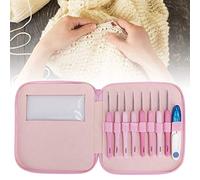 Yctze 8pcs Juego de Ganchos de Plástico Blando con Corta de Rosca y Bolsa de Almacenamiento, Cómodas Agujas de Tejer Ergonómicas para Accesorios de Ganchillo y Costura