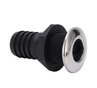 Yctze Accesorio de Drenaje Pasante de Casco de 1,5 Pulgadas con Aleta de Goma Negra y Cubierta de Acero Inoxidable para Barcos, Yates y Aplicaciones Marinas: Duradero, para Instalar Conector de