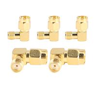 Yctze Adaptador de ángulo Recto SMA J Macho a SMA K Hembra de 5 Piezas, Convertidor de Conector Coaxial RF de Alto Rendimiento, Adaptador Chapado en Oro de Latón para Radio Bidireccional y Prueba de