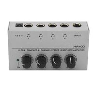 Yctze Amplificador de Auriculares de 4 Canales, Divisor de Auriculares Estéreo con Adaptador de Corriente CC para Escucha de Audiófilos