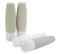 Yctze Botella de Viaje de Silicona, Juego de Recipientes de Viaje Exprimibles de 90 Ml a Prueba de Fugas de Gran Apertura con Diseño de 3 Capas, para Condimentos de Loción de champú