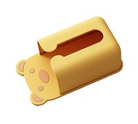 Yctze Caja de Tejido Montada en la Pared con un Lindo Patrón de Osos - Dispensador de Tejido de Plástico de Instalación Gratuita para el Hogar y el Baño - Soporte de Conveniente y Elegante (YELLOW)