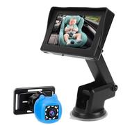 Yctze Cámara de Coche para Bebés con Monitor de 4,3 Pulgadas, Visión Nocturna, Gran Angular de 150°, Rotación de 360°, Espejo Retrovisor para Bebés y Niños Pequeños, Color Negro ABS.