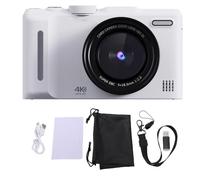 Yctze Cámara Digital 4K para Fotografía Autocomole de 48MP Vlog Camera con una Cámara de Viaje de Flip de 180 Grados de 3 Pulgadas con 18x Zoom Digital Flash Anti Shake (White)