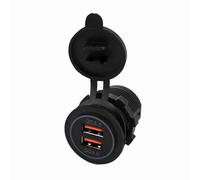 Yctze Cargador de Coche USB Doble con Carga Rápida QC3.0 | Tapa ABS impermeable, carga 2 dispositivos, protege contra sobrecalentamiento, compatible con 12-24V