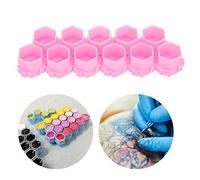 Yctze Cazas de Tinta de Tatuaje de Panal de 200 piezas: Soportes de Pigmento que Ahorra Espacio para Uso Profesional y Personal, Fácil de Apilar y Transportar, Diseño de Empalme Versátil (PINK)