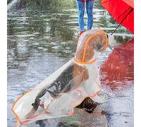 Yctze Chubasquero Naranja Transparente de PU para Perros y Gatos, Chaqueta de Lluvia con Capucha Elegante y Funcional para Días Lluviosos (XS)