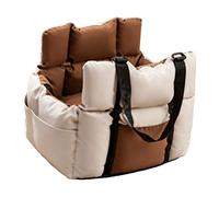 Yctze Coche Portátil de Viaje para Perros - SUV y Camionetas - Cómodo Coche Elevado para Mascotas con Hebillas, para Diseñar, Mascotas de hasta 25 Libras (Beige+Café)