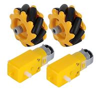 Yctze Coche Robot con Motor de Ruedas Mecanum de 48 Mm | Componentes de Juguete | Ruedas Recubiertas de Goma Movimiento de Traslación, Deriva e Inclinación hacia la Izquierda y hacia la Derecha