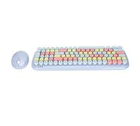 Yctze Combo de Teclado Inalámbrico y Mouse con 100 Teclas Redondas Retro Máquina de Escribir Retro Colorida Teclado Compacto Flexible para PC y Computadora Portátil Conexión 2.4G y