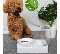 Yctze Comedero Doble para Mascotas con Botella de Agua - Cuenco Inclinado Ajustable de 15° para Perros y Gatos - Posición Saludable del Cuello Solución de Alimentación para Mascotas Que Ahorra