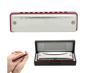 Yctze Compact ES Harmonica en BB Key - Stainl Steel & ABS Wind Instrument para Profesión y Principiantes (rojo)