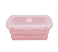 Yctze Contenedor de Almacenamiento de Alimentos de Silicona Plegable - Caja de de Microondas para el Almuerzo, las Sobras y la Preparación de Comidas - Ecológico, Portátil y Fácil de Limpiar (PINK)
