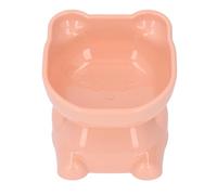 Yctze Cuenco Elevado para Gatos con Diseño Inclinado, Plato Elevado para Mascotas con Forma de Dibujos Animados para Comida y Plástico, Marrón (Pink)